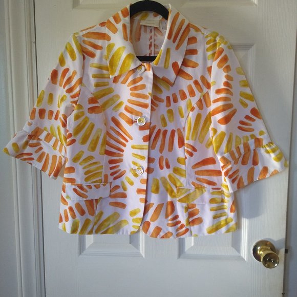 Chico's Printed Crop Women Blazer Size M - Picture 1 of 8